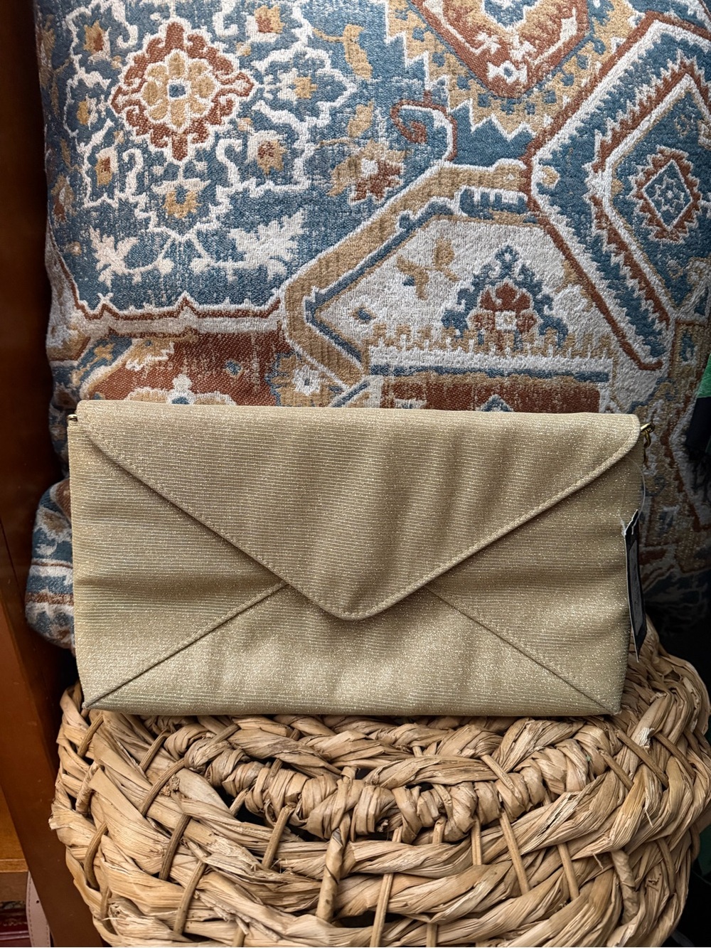 NWT Kenneth Cole Reaction Shimmery Gold Envelope Clutch